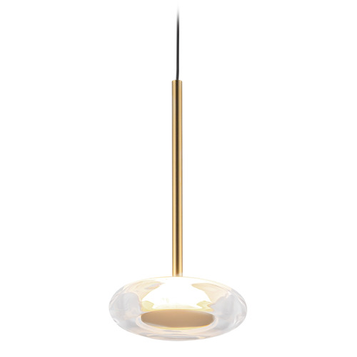 Kuzco Lighting Kuzco Lighting Stephord Metallic Brass LED Mini-Pendant Light with Oblong Shade PD97204-MRB/CL