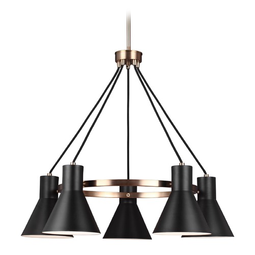 Generation Lighting Towner 5-Light Downlight Chandelier in Satin Brass by Generation Lighting 3141305-848