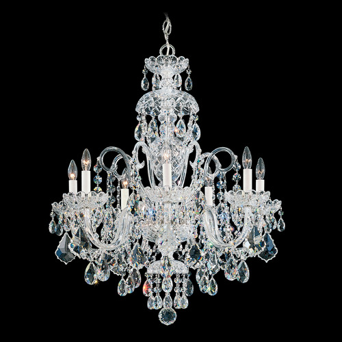 Schonbek Lighting Schonbek Worldwide Lighting Olde World Polished Silver Crystal Chandelier 6811-40R