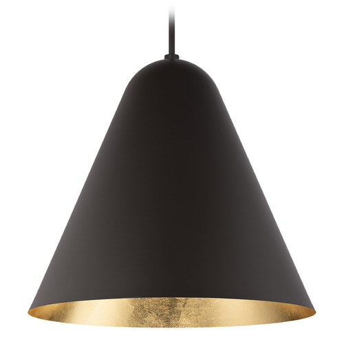 Modern Forms by WAC Lighting Modern Forms Taper Bronze & Gold Leaf LED Pendant Light with Conical Shade PD-12422-BZ/GL