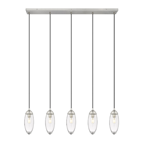 Z-Lite Z-Lite Arden Brushed Nickel Multi-Light Pendant with Oblong Shade 651P-5L-BN