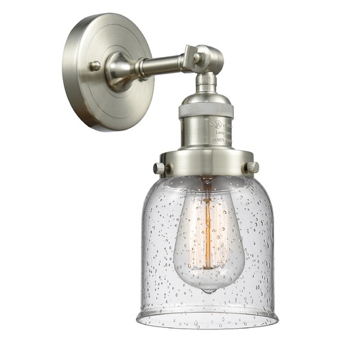 Innovations Lighting Small Bell Brushed Satin Nickel Sconce by Innovations Lighting 203-SN-G54