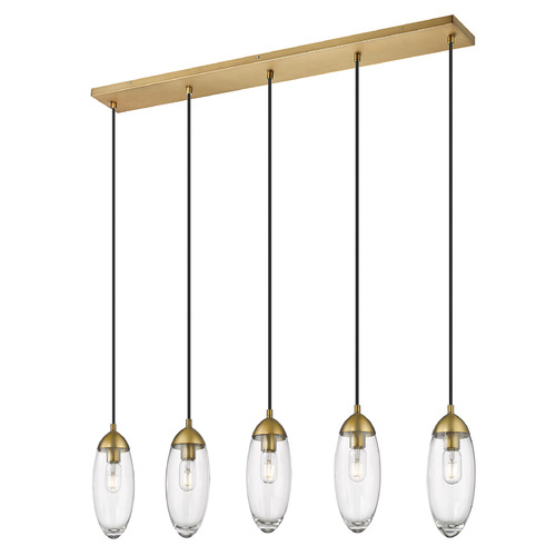 Z-Lite Z-Lite Arden Rubbed Brass Multi-Light Pendant with Oblong Shade 651P-5L-RB