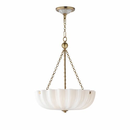Maxim Lighting Bundt 15.50-Inch Wide Pendant in White & Natural Aged Brass by Maxim 22652WTNAB