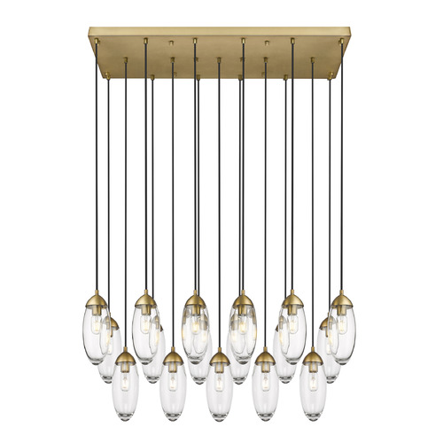 Z-Lite Z-Lite Arden Rubbed Brass Multi-Light Pendant with Oblong Shade 651P-17L-RB
