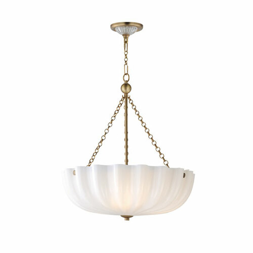 Maxim Lighting Bundt 17.50-Inch Wide Pendant in White & Natural Aged Brass by Maxim 22653WTNAB