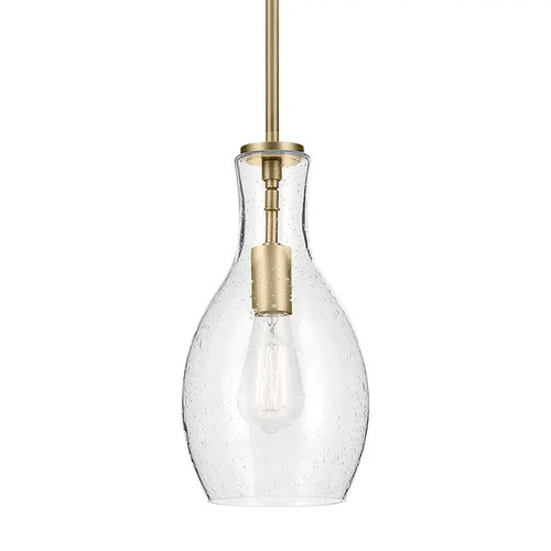 Kichler Lighting Kichler Lighting Everly Natural Brass Mini-Pendant Light with Bell Shade 42456NBRCS