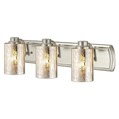 Design Classics Lighting Transitional Mercury Glass 3-Light Bathroom Light in Satin Nickel 1203-09 GL1039C