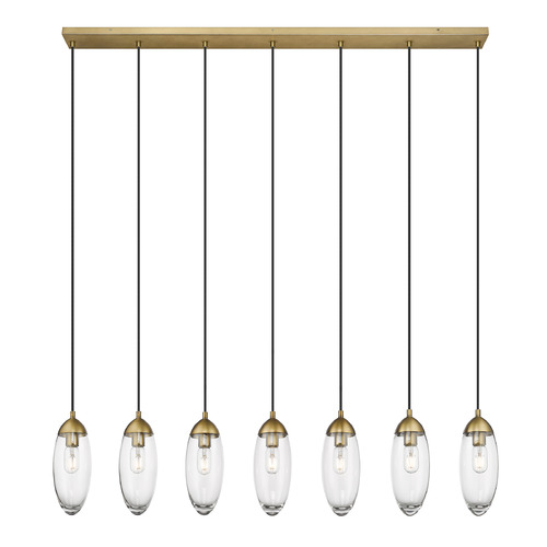 Z-Lite Z-Lite Arden Rubbed Brass Multi-Light Pendant with Oblong Shade 651P-7L-RB