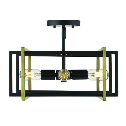 Golden Lighting Tribeca Black Semi-Flush Mount by Golden Lighting 6070-SFBLK-AB