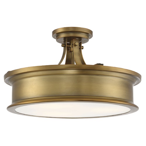 Savoy House Watkins Warm Brass Semi-Flush Mount by Savoy House 6-134-3-322
