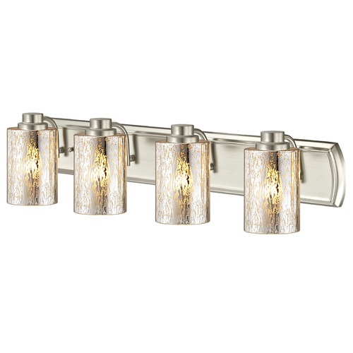 Design Classics Lighting Transitional Mercury Glass 4-Light Bathroom Light in Satin Nickel 1204-09 GL1039C