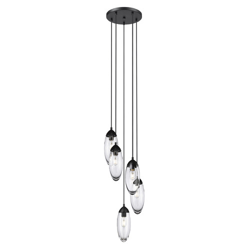 Z-Lite Z-Lite Arden Matte Black Multi-Light Pendant with Oblong Shade 651P-5R-MB