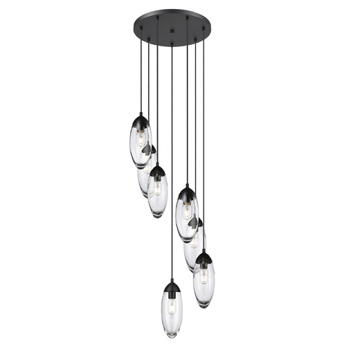 Z-Lite Z-Lite Arden Matte Black Multi-Light Pendant with Oblong Shade 651P-7R-MB