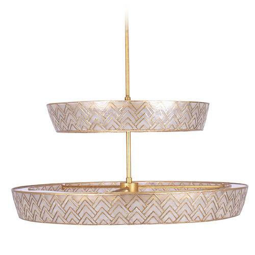 Kalco Lighting Kalco Lighting Geo Oxidized Gold Leaf LED Pendant Light with Drum Shade 523157OL