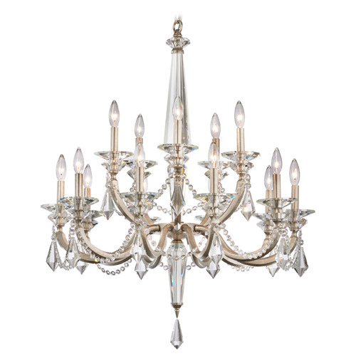 Schonbek Lighting Schonbek Worldwide Lighting Verona Antique Silver Crystal Chandelier S6715N-48R