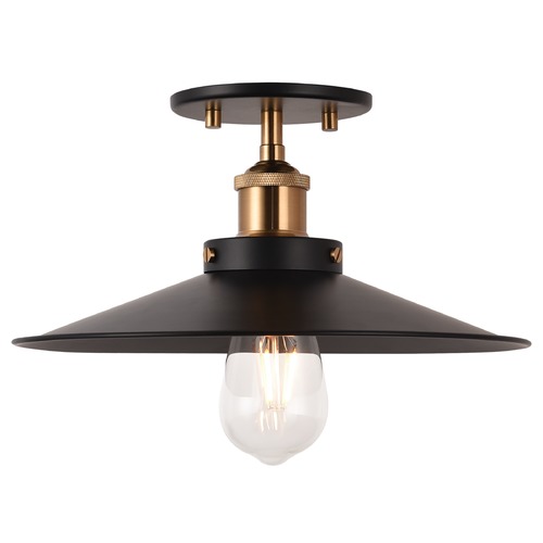 Matteo Lighting Bulstrodes Workshop Aged Gold & Black Semi-Flush Mount by Matteo Lighting X46112AGBK