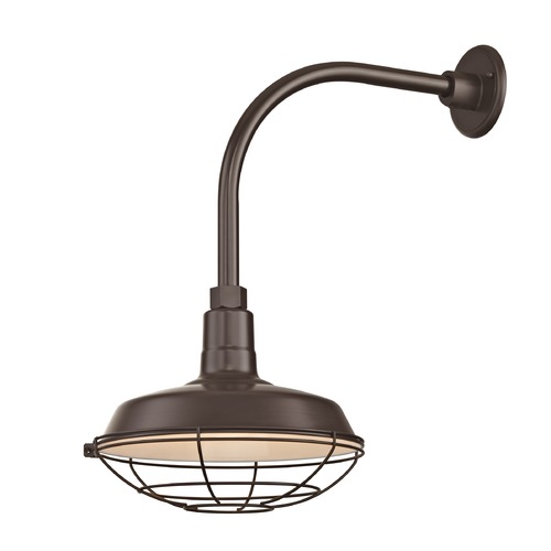 Recesso Lighting by Dolan Designs Bronze Gooseneck Barn Light with 12-Inch Caged Shade BL-ARML-BZ/BL-SH12-BZ/BL-CG12-BZ