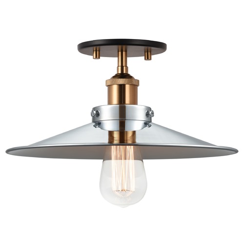 Matteo Lighting Bulstrodes Workshop Aged Gold & Chrome Semi-Flush Mount by Matteo Lighting X46112AGCH
