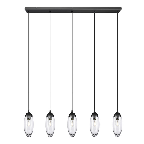 Z-Lite Z-Lite Arden Matte Black Multi-Light Pendant with Oblong Shade 651P-5L-MB
