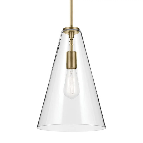 Kichler Lighting Kichler Lighting Everly Natural Brass Pendant Light with Conical Shade 42199NBR
