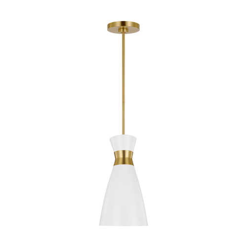 Visual Comfort Studio Collection ED Ellen-DeGeneres Heath Burnished Brass & Matte White Pendant by Visual Comfort Studio EP1221MWTBBS