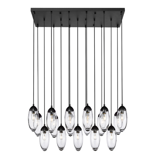 Z-Lite Z-Lite Arden Matte Black Multi-Light Pendant with Oblong Shade 651P-17L-MB