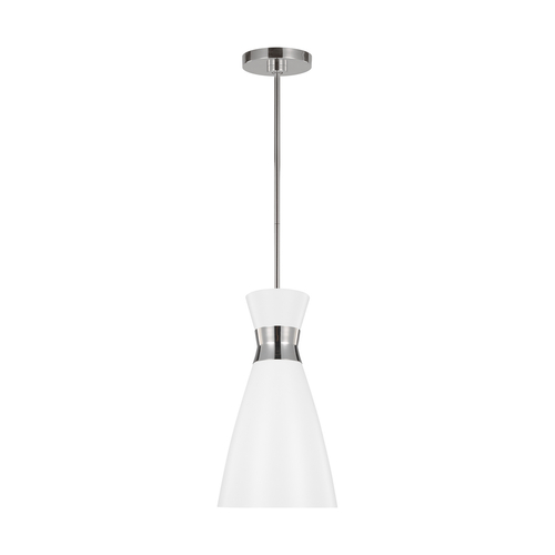 Visual Comfort Studio Collection ED Ellen-DeGeneres Heath Polished Nickel & Matte White Pendant by Visual Comfort Studio EP1221MWTPN