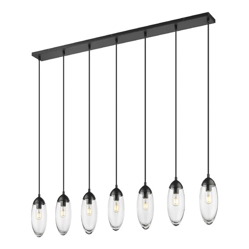 Z-Lite Z-Lite Arden Matte Black Multi-Light Pendant with Oblong Shade 651P-7L-MB