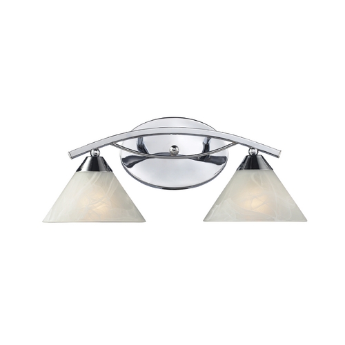 Elk Lighting Modern Bathroom Light with White Glass in Polished Chrome Finish 17021/2