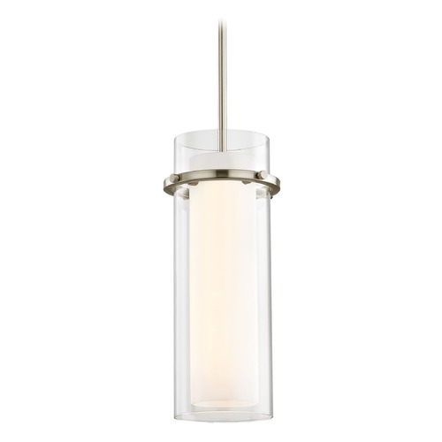 Design Classics Lighting Fab Satin Nickel Mini-Pendant Light with Cylindrical Shade 1718-09
