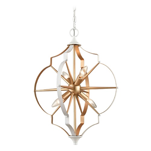 Elk Lighting Elk Lighting Laguna Beach Gold, White Chandelier 33395/4