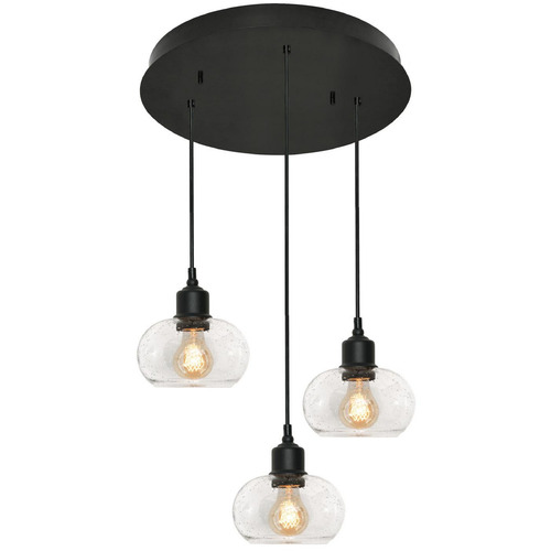 AFX Lighting Afx Lighting Laney Black Multi-Light Pendant with Bowl / Dome Shade LNYP07MBBKRND3
