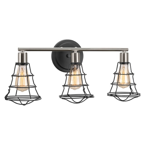 Progress Lighting Gauge Bathroom Light in Graphite & Brushed Nickel by Progress Lighting P300030-143