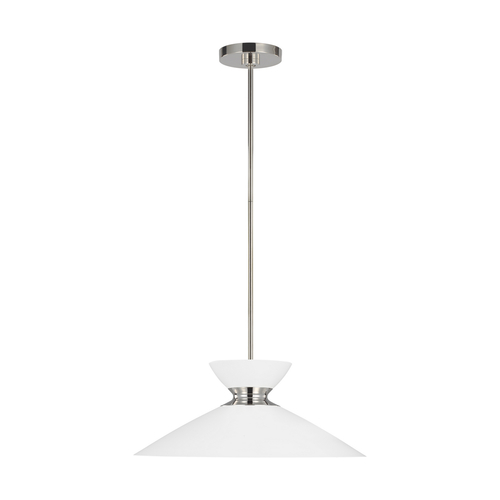 Visual Comfort Studio Collection ED Ellen-DeGeneres Heath 18.50-Inch Polished Nickel & Matte White Pendant by Visual Comfort Studio EP1231MWTPN
