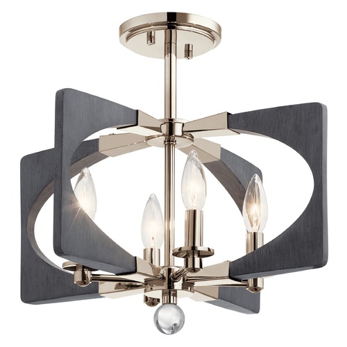 Kichler Lighting Alscar 4-Light Polished Nickel and Grey Semi-Flush Mount by Kichler Lighting 44363DWG