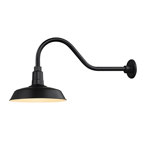 Recesso Lighting by Dolan Designs Black Gooseneck Barn Light with 12-Inch Shade BL-ARMQ-BLK/BL-SH12-BLK