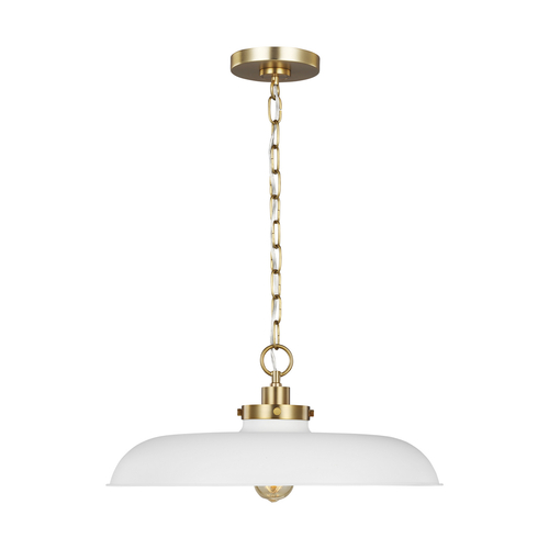 Visual Comfort Studio Collection Chapman & Meyers 20-Inch Wellfleet White & Brass Shallow Dome Pendant by Visual Comfort Studio CP1231MWTBBS