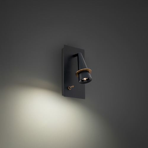 Modern Forms by WAC Lighting Modern Forms Wizard Black & Aged Brass LED Switched Sconce BL-22510-BK/AB