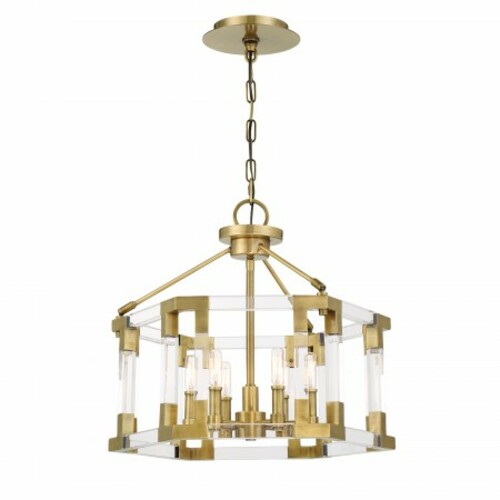 Metropolitan Lighting Prima Vista Convertible Pendant in Aged Antique Brass by Metropolitan N7355-790