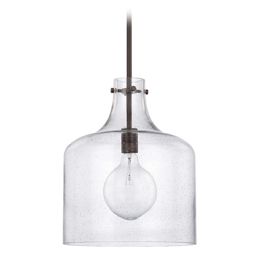 HomePlace by Capital Lighting Crawford 11.75-Inch Seeded Glass Pendant in Bronze by HomePlace by Capital Lighting 325712BZ
