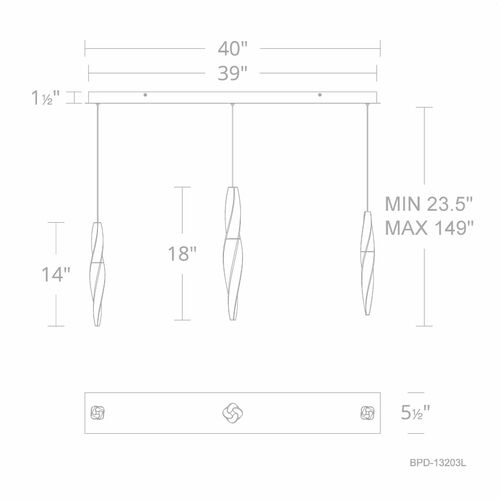 Schonbek Beyond Schonbek Beyond Kindjal Black LED Multi-Light Pendant BPD13203L-BK