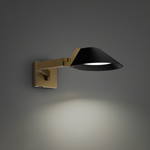Modern Forms by WAC Lighting Modern Forms Pavilion Black & Aged Brass LED Swing Arm Lamp BL-40522-BK/AB