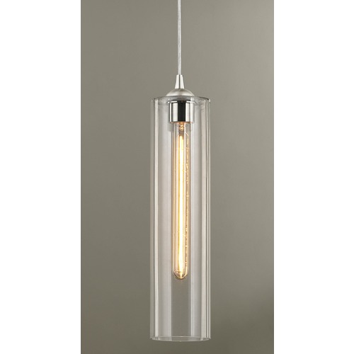 Design Classics Lighting Industrial Mini-Pendant Clear Glass Satin Nickel 582-09 GL1640C