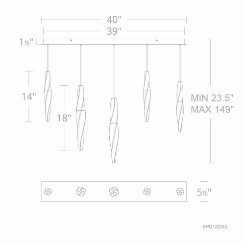 Schonbek Beyond Schonbek Beyond Kindjal Polished Nickel LED Multi-Light Pendant BPD13205L-PN