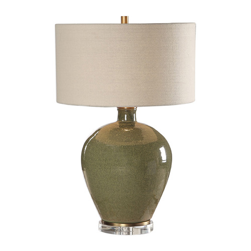Uttermost Lighting Elva Distressed Emerald Green Glaze & Antique Brass Table Lamp by Uttermost Lighting 27759