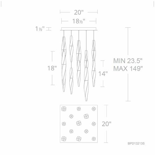 Schonbek Beyond Schonbek Beyond Kindjal Aged Brass LED Multi-Light Pendant BPD13213S-AB
