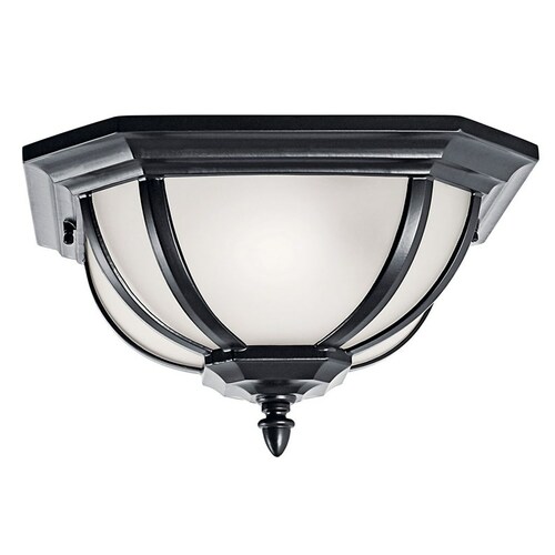 Kichler Lighting Salisbury 2-Light Outdoor Flush Mount in Black by Kichler Lighting 9848BK