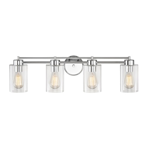 Design Classics Lighting Salida 28-Inch Vanity Light in Chrome with Clear Cylinder Glass 704-26 GL1040C