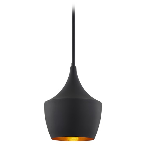 Design Classics Lighting Design Classics Helenna Matte Black Pendant Light with Brass Interior 1906-07
